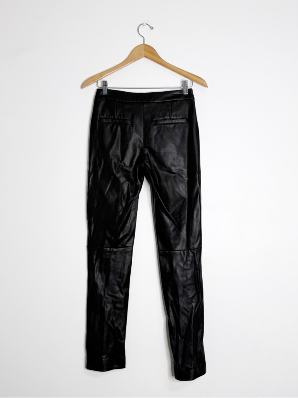 Maeve Anthropologie Faux Leather Pants Size 2 Black Zip Ankle Straight Leg - Picture 6 of 9